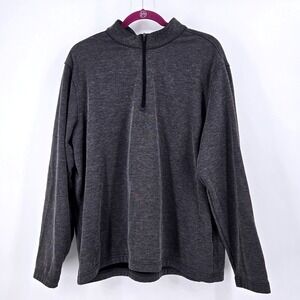 Greg Norman 1/4 Zip Pullover XL Charcoal Gray Heather Shark Logo Play Dry VGUC